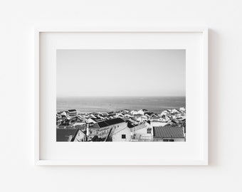 Nazare Portugal Print: Black and White Travel Photo (Digital Download)