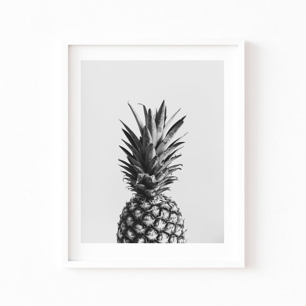 Digital Download, Pineapple print, Food photography, Black and White Food photography print, Kitchen art, Printable Wall Art, Digital Print