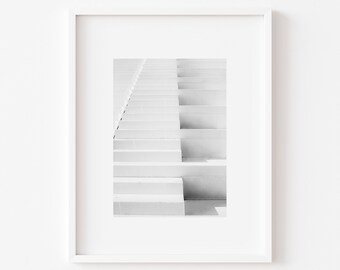 Modern White Stairway Print, Scandinavian Architecture (Digital Download)