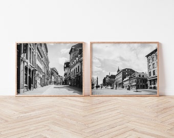 Set of two black and white photography of Old Montreal, Montreal photo print,  Travel Print, Printable Wall Art, Digital Print