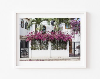 Digital Download, Mexican house covered with pink flowers  Print,  Travel Print, Downloadable photo, Digital Prints, Instant download