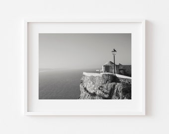 Lissabon Küste Fotodruck, schwarzweiße Landschaft (Digitaler Download)