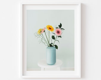Pastel Gerbera Daisy Print, Floral Photography (Digital Download)