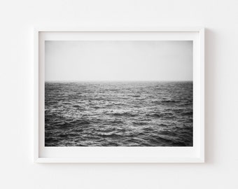 Black and White Sea Photography Print, Coastal Wall Art (Digital Download)
