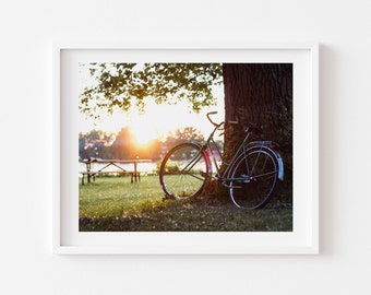 Digital Download, Bicycle print, Bike photo, Bicycles at sunset,  Downloadable print, instant download