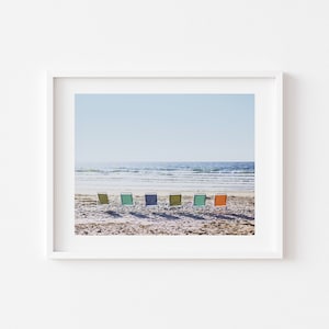 Digital Download, Beach chairs on the beach Print, Beach Print, Wells beach USA beach,  Downloadable photo print, Instant download