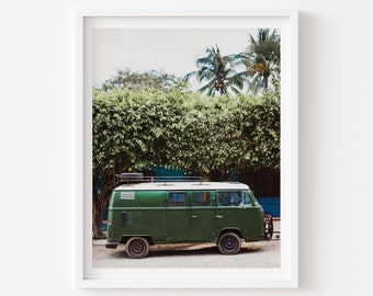 Digital Download, Vintage Green Westfalia photo,  Van photo, Hippy vibe art,  Wall Art, Digital Download Printable wall art.