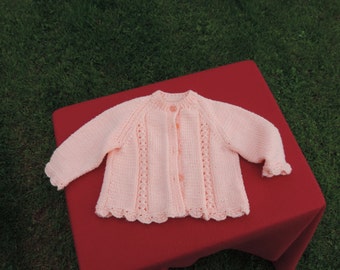 HAND KNITTED "Peach of a Cardigan". (Ready to Ship)      New Item