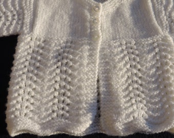 HAND KNITTED Feather and Fan Cardigan for Baby (Ready to Ship)