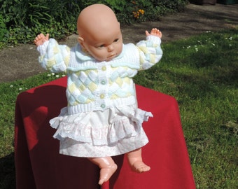 HAND KNITTED Entrelac Baby Cardigan  in Spring Colours. (Ready to Ship) This is a ONE Off item.