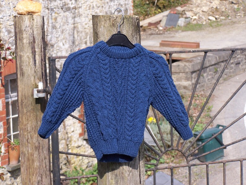 HAND KNITTED Traditional Aran Jumper French Navy Aran Etsy