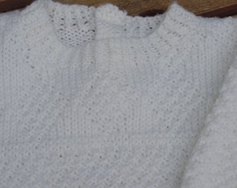 HAND KNITTED Toddler's White Moss Stitch Jumper - Ready to Ship.