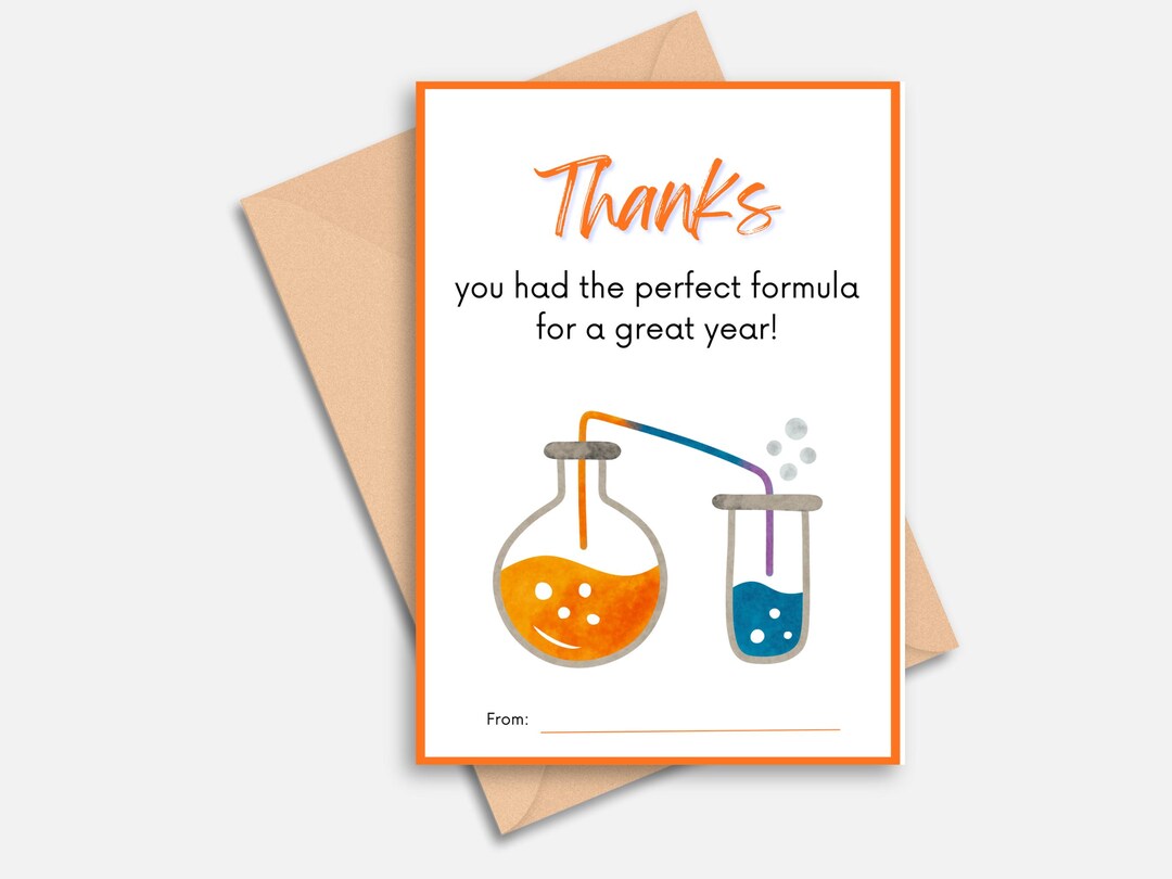 Thanks Science Compound Science Teacher Thank You Card, Chemistry Pun, Middle or High School ...