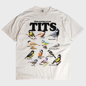 Stop Staring At My Tits Shirt, Funny Birdwatching Tee, Tit Birds Species Chart, Birdwatcher Gift
