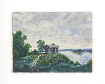 Vintage Scandinavian Landscape Oil Painting Attributed to C.S. Lundgren