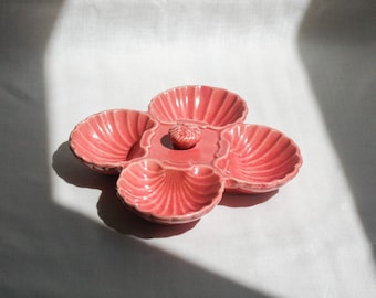 Vintage Pink Shell-Shaped Divided Trinket Dish