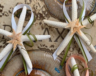 NEW White Starfish Beach Boutonnière for Special Events with Magnet Backing for Beach Dress Shirts