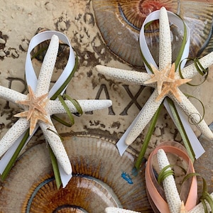 NEW White Starfish Beach Boutonnière for Special Events with Magnet Backing for Beach Dress Shirts