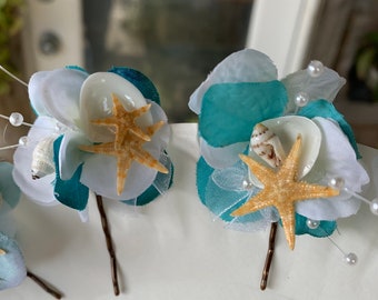 Mixed Seashell and Bling Hair Clips for Special Events You Choose the Color Trim