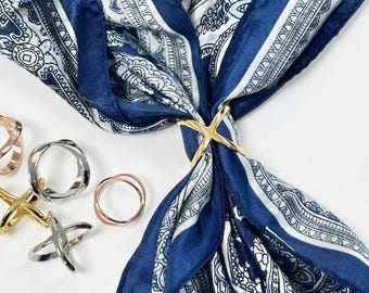 Minimalistische sjaalring, sjaalsluiting voor dames, S/M-kruisklem sjaal, goudzilver roségoud, zijden sjaalhouder, elegant halsdoekaccessoire