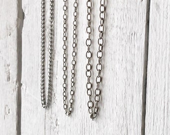 Adjustable Stainless Steel Necklace Chain with Artisan Clasp, Custom Length, Finished with Hook Closure, Non-tarnishing