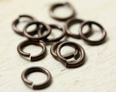 18g Solid Brass 8mm Jump Rings Hand Antiqued Saw Cut Open, 7 32 quot ID Unsoldered Oxidized Aged, Findings