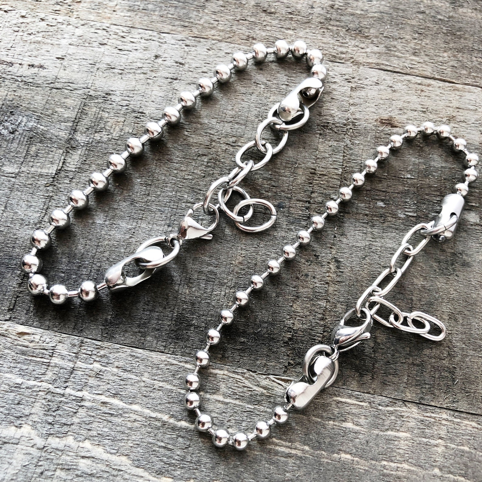 Adjustable Stainless Steel Ball Chain Bracelet with Lobster Etsy
