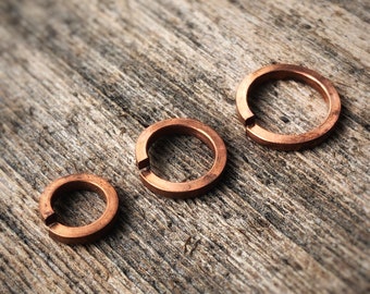 Square Wire Jump Rings Solid Copper, 1.2mm 18g Jumprings Saw Cut Open, Strong Genuine Copper Flat Round Connector Link