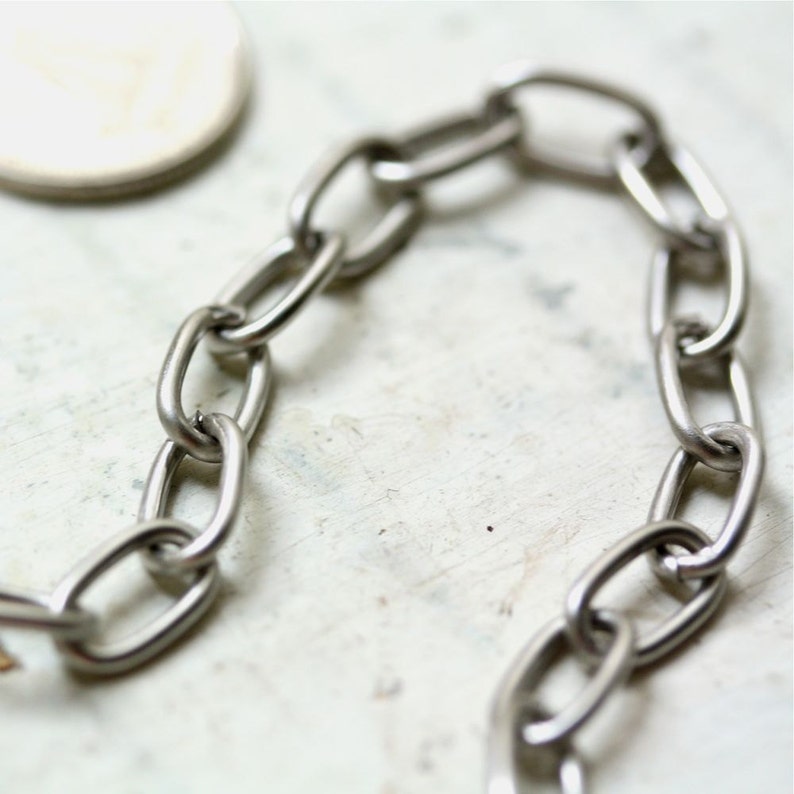 6ft Stainless Steel Elongated Oval 9mm x 5mm Large Cable Chain Strong Silver Alternative Unsoldered shiny Drawn Links