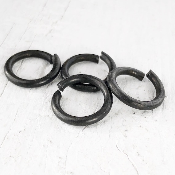 14g 3/8 ID Matte Black Stainless Steel Jump Rings, Large 14mm OD