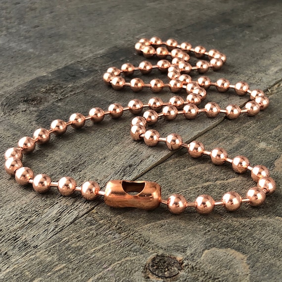 6mm Ball Chain Copper Necklace, Oversize Ballchain Genuine Copper Necklace  for Men, Strong Copper Chain, 7th Anniversary Gift 