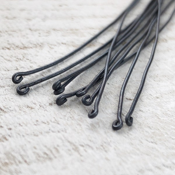 Rustic 3" Oxidized Solid Copper Headpins 20g, 20 pieces - Black Handmade Copper Wire Findings Extra Long Head Pin