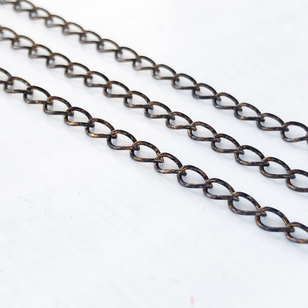SALE 6ft Curb Chain 4mm X 5.mm SOLDERED Link Brass Oxidized Chain, 21g