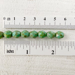 Picasso Turquoise Faceted 8mm Round Czech Glass Beads, Opaque Aqua Gemstone Donut Firepolished Bead image 6