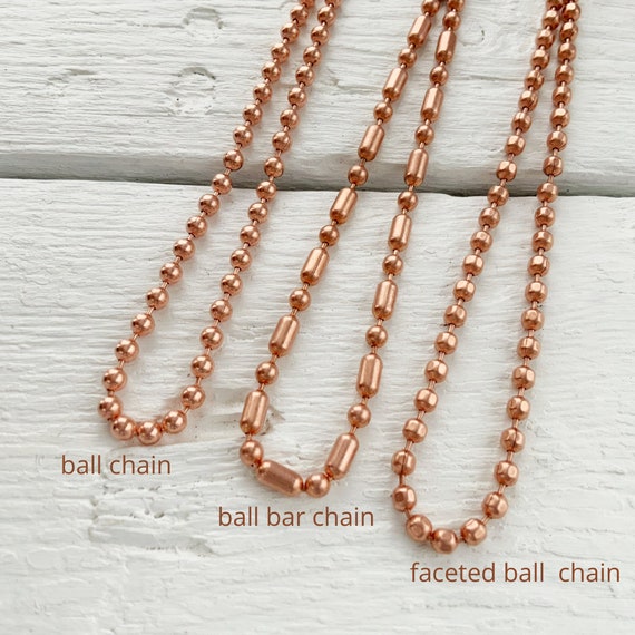 Pure Copper Ball Chain Necklace 3.2mm Wide Genuine Copper Simple