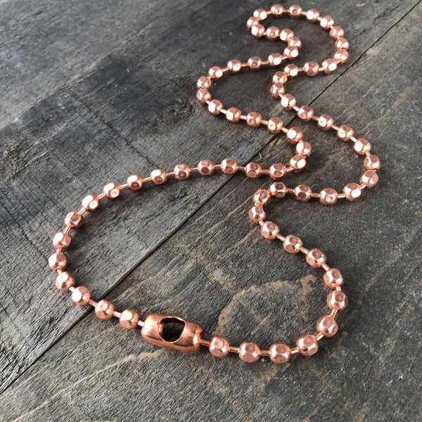 6mm Faceted Copper Necklace Chain, Jumbo Ball chain, Large Necklace for Men, Genuine Copper Strong Chain Custom Length, Oversize Ball Chain