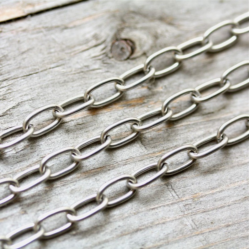 6ft Stainless Steel Elongated Oval 9mm x 5mm Large Cable Chain Strong Silver Alternative Unsoldered shiny Drawn Links