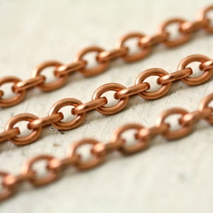 Copper Small Oval Chain, 4mm x 5mm Pure Solid Copper Cable, 6ft bulk