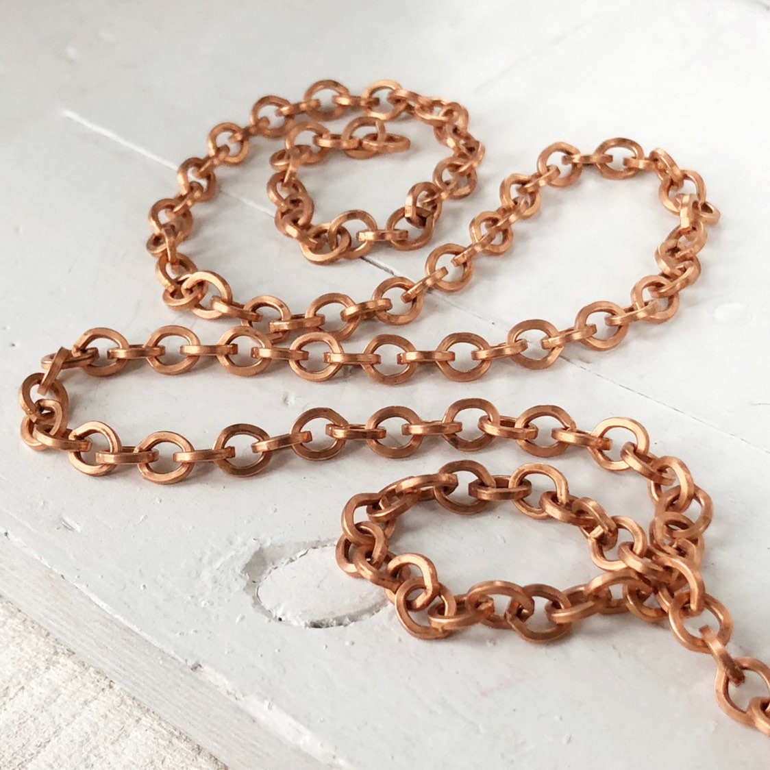 6ft Large Chunky Solid Copper Cable Chain 6mm X 7mm Square Wire