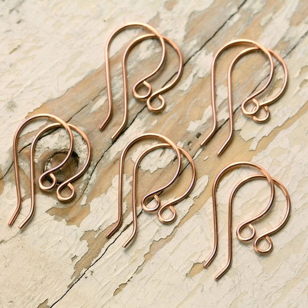Crochets d'oreilles en cuivre faits main 20 g, crochets français artisanaux pour fils d'oreilles en cuivre massif, fabriqués au Canada à la main