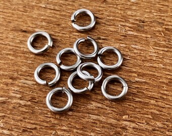 19g 5mm Stainless Steel Jumprings Saw Cut, 1/8"ID 3mm ID 5mm OD Round Open, Silver Alternative