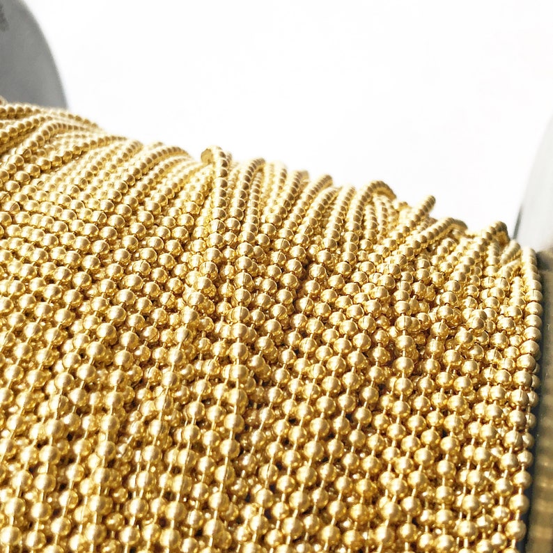 Gold Solid Brass Ball Chain Necklace 1.8mm Beaded Chain With Etsy
