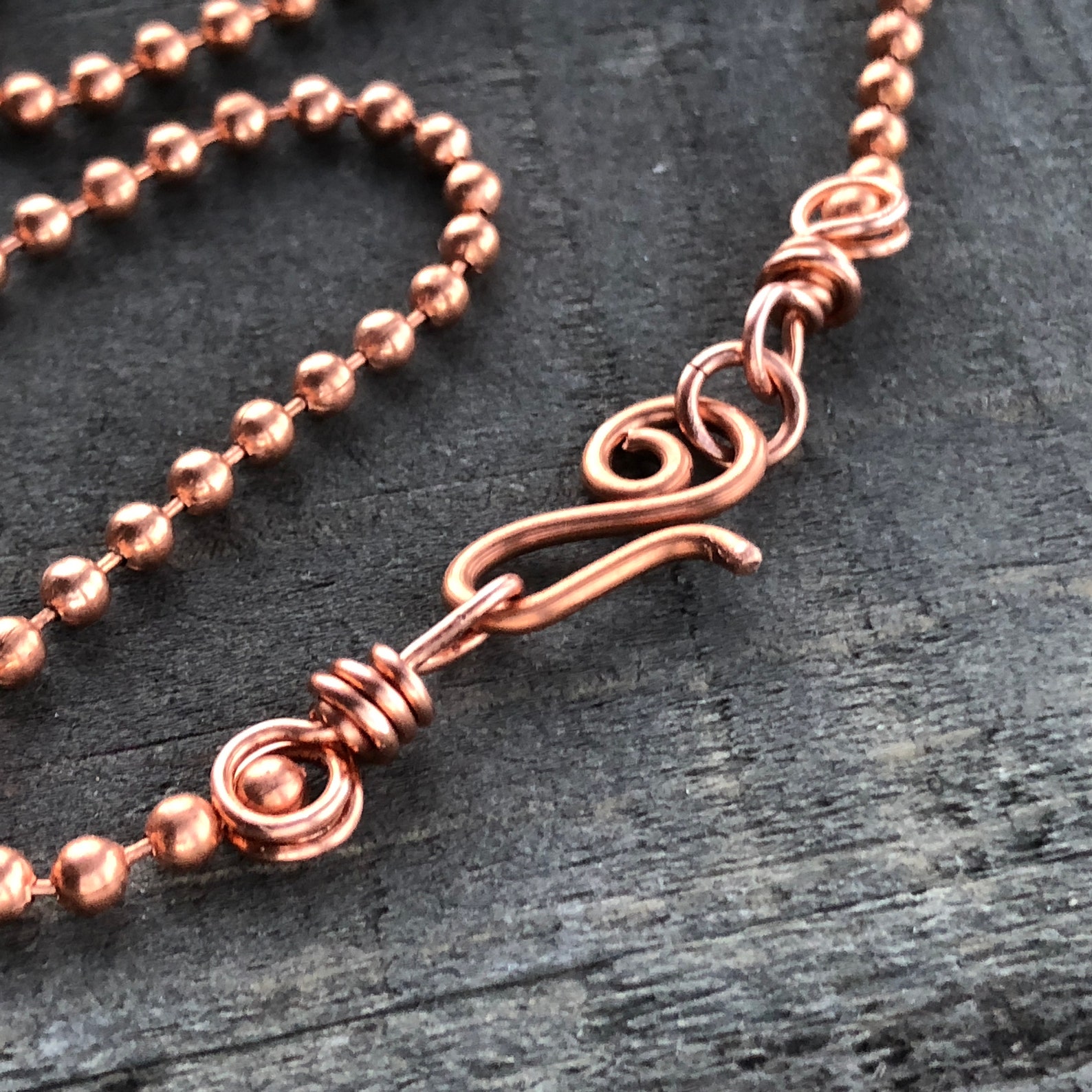 Copper Necklace Chain With Artisan Clasp 3.2mm Wire Wrapped Etsy