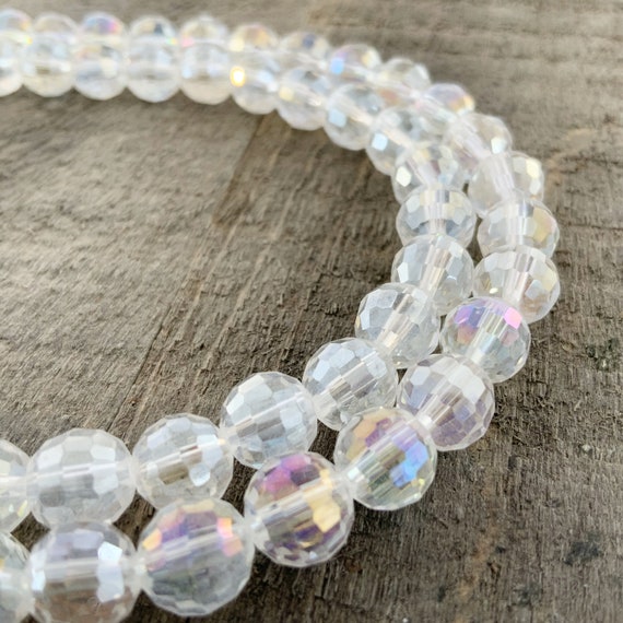 Crystal Clear Round Beads AB 8mm Faceted Sphere Translucent Etsy