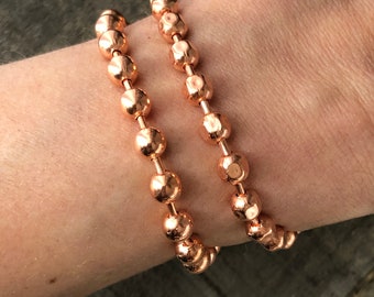 Chunky Copper Ball Chain Bracelet, 6mm Ball or Faceted BallChain Custom Size, Bright Genuine Copper Anklet, Mens Heavy  Bracelet Chain