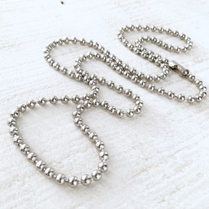 X-Large 5mm Stainless Steel Ball Chain Necklace, Long Finished BallChain Silver Alternative chain 5.0mm Custom Length