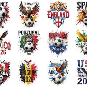 2026 World Cup National Teams Pot 1 Oil Painting Style PNG, Digital Art Download Football Soccer PNG Bundle, Commercial Use 12-Piece Pack