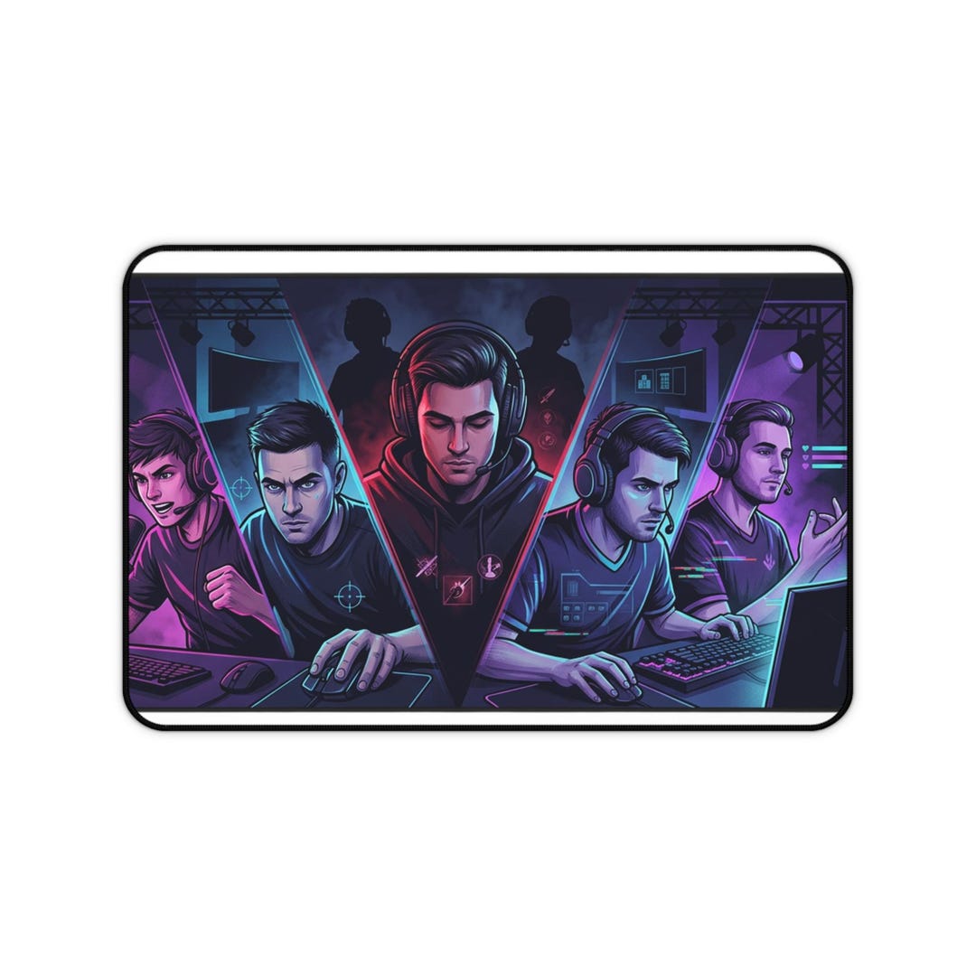Esports Team Players Desk Mat | Gaming Mousepad, RGB Neon Arena Design ...