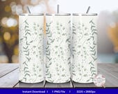 Sage Eucalyptus Tumbler Wrap Sublimation PNG | 30oz Skinny Tumbler | Greenery Botanical | Watercolor Leaves | Instant Download