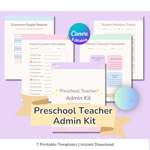 Preschool Teacher Admin Kit | Classroom Printables, Planner (Instant Download PDF)
